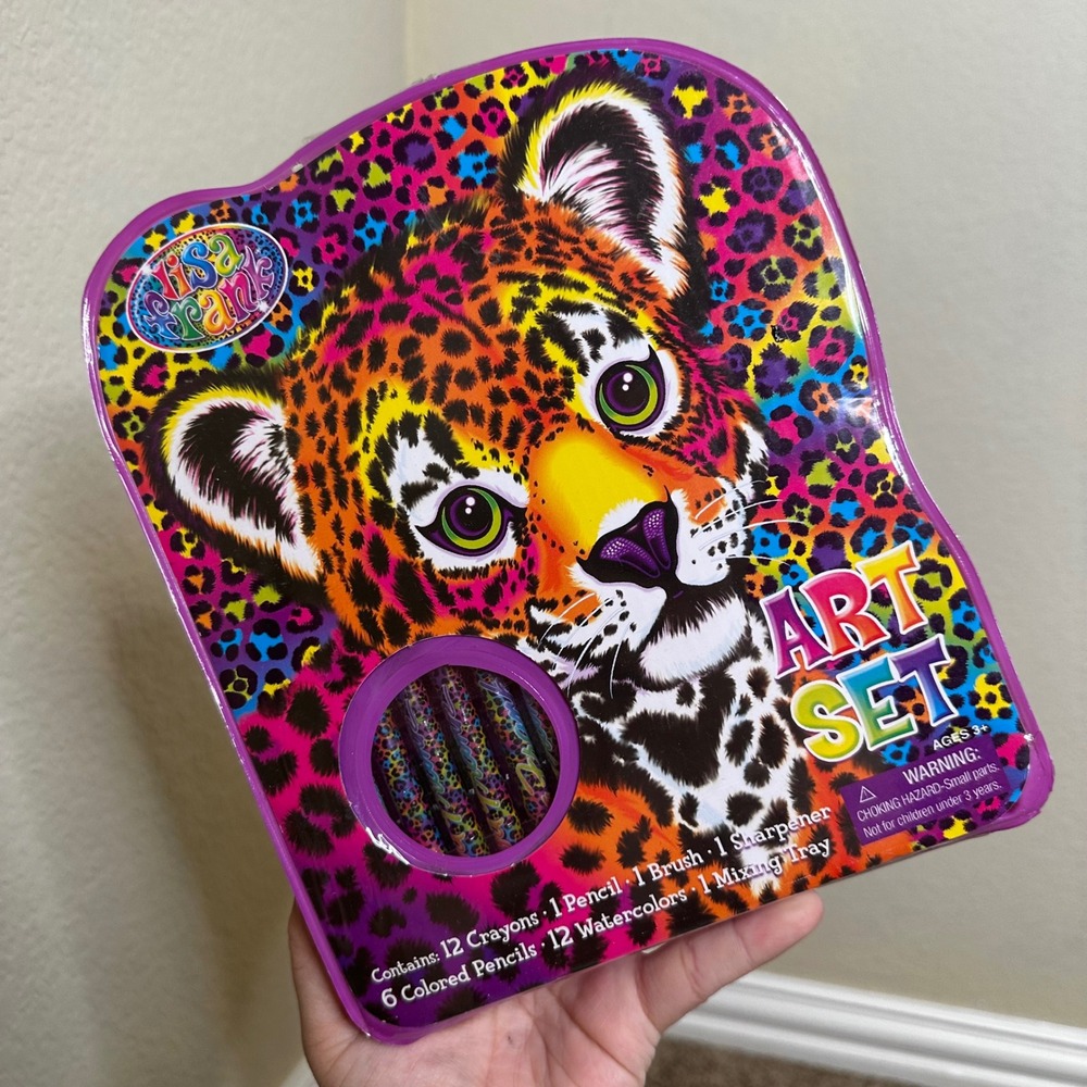 Lisa Frank Hunter Leopard Art Set 34pc Watercolor Crayons Pencils Purple  2015